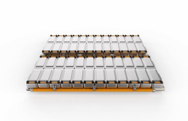 3d elektrikli araba aküsü ya da pil hücre modülü oluşturma