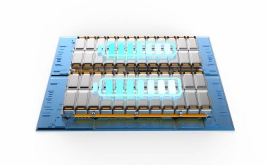 3d elektrikli araba aküsü ya da pil hücre modülü oluşturma