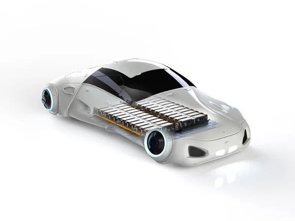 Renderowania Akumulatora Elektrycznego Samochodu Pakietu Ogniw Baterii Modułu Platformie — Zdjęcie stockowe