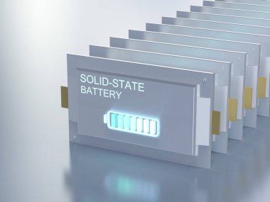 Katı hal veya şarj edilebilir pillerin 3d oluşturma grubu