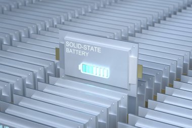 Katı hal veya şarj edilebilir pillerin 3d oluşturma grubu
