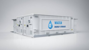 3d rendering energy storage system or battery container unit with water power