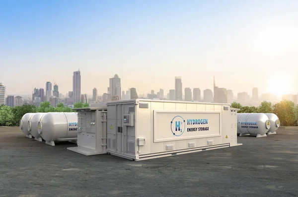 Rendering Energy Storage System Battery Container Unit Hydrogen Power — Stockfoto