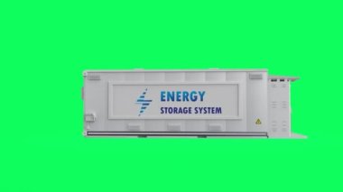 Energy storage system or battery container unit spin on green screen 4k footage
