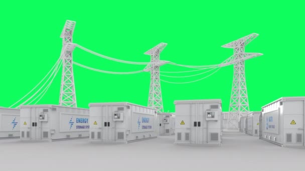 Energy Storage System Battery Container Unit White Industry Model Smart — Video Stock