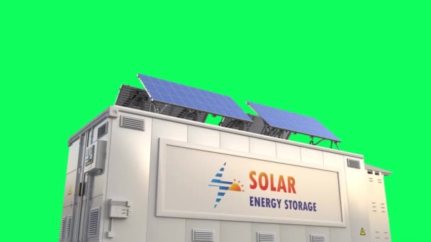 Solar Energy Storage System Battery Container Unit Isolated Green Screen — Stok video