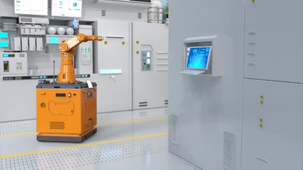 Automation Semiconductor Manufacturing Robotic Arms Factory Footage — Stockvideo