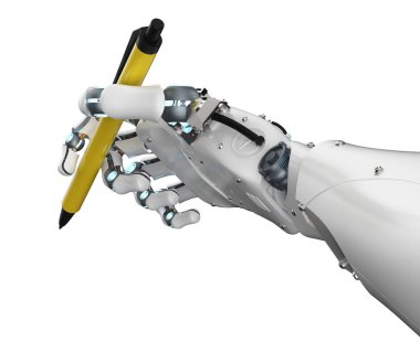 3d hazırlayan robot yazı asistanı ya da kompozisyon oluşturucu kalemi olan Ai sanat üreticisi