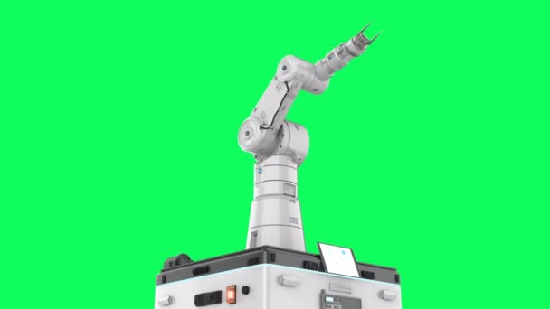 Robotic Arm Nypa Eller Grepp Grön Skärm Film — Stockvideo