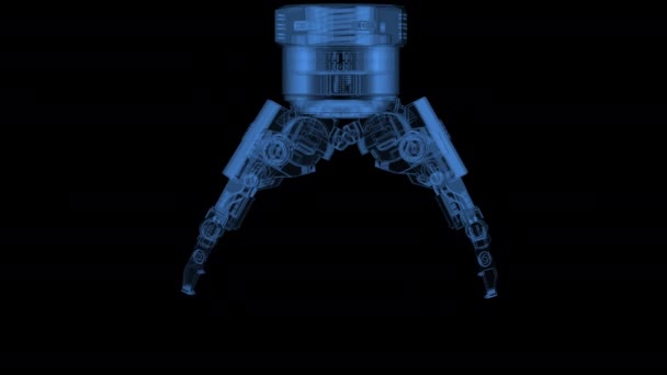 Ray Transparent Robotic Arm Nypa Eller Grepp Svart Bakgrund Bilder — Stockvideo