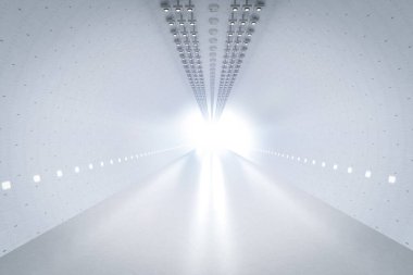3D görüntüleme boş beyaz koridor ya da yürüyüş alanı iç mekanı