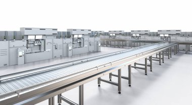 3D işlemeli fabrika içi boş taşıma hattı ve elektrik makinesi