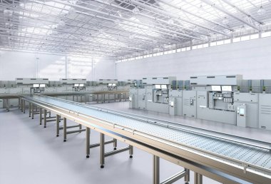 3D işlemeli fabrika içi boş taşıma hattı ve elektrik makinesi