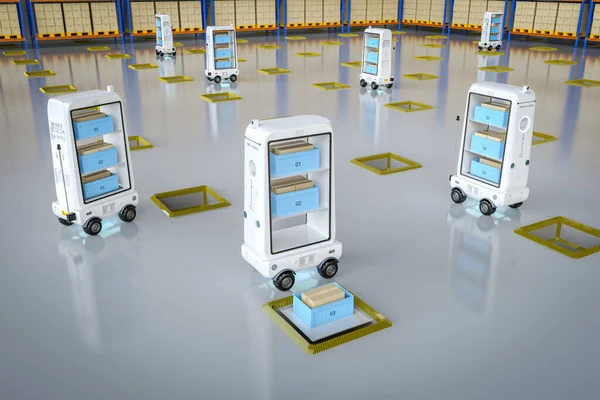 Robot Almacén Rendeirng Asistente Robótico Entregar Cajas —  Fotos de Stock