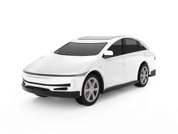 3Dレンダリング白い背景に白いEv車や電気自動車 — ストック写真