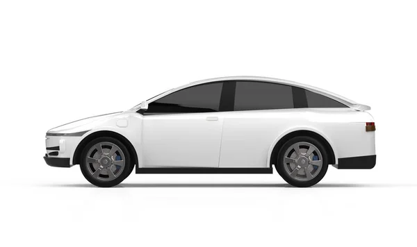 Візуалізація Білого Автомобіля Електромобіля Білому Тлі — стокове фото