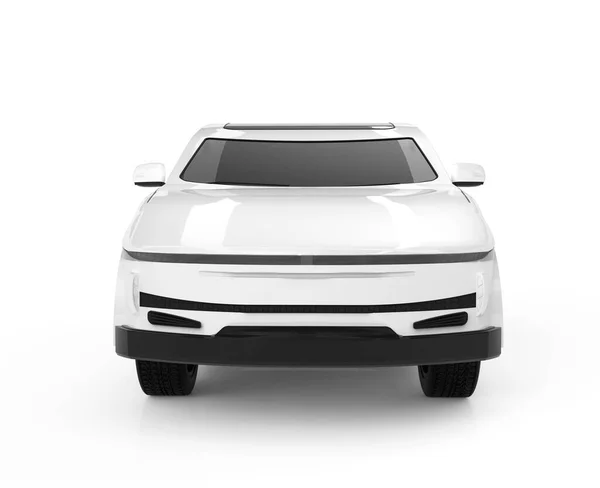 Rendering Weißes Auto Oder Elektrofahrzeug Auf Weißem Hintergrund — Stockfoto