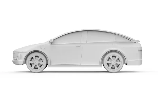 Візуалізація Білого Автомобіля Електромобіля Білому Тлі — стокове фото