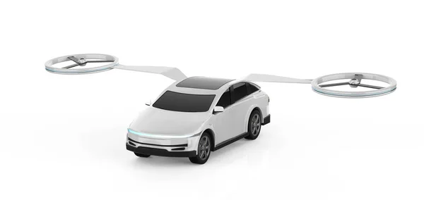 3D渲染白色电动汽车或Ev无人驾驶汽车 — 图库照片