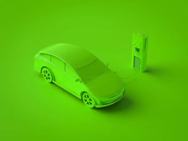 Stasyonda Rending Yeşil Her Araba Veya Elektrikli Araç Şarj — Stok fotoğraf