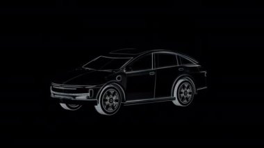 Siyah arkaplan 4k görüntülerinde 3D renge sahip her araba veya elektrikli araç