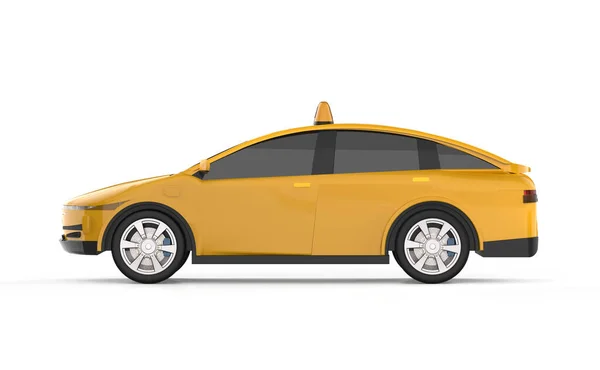 Візуалізація Жовтого Таксі Або Електричного Транспортного Засобу Білому Тлі — стокове фото