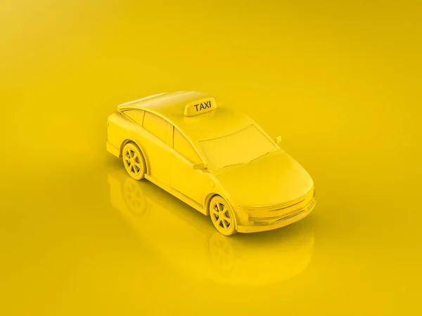 Візуалізація Жовтого Таксі Або Електричного Транспортного Засобу Жовтому Тлі — стокове фото
