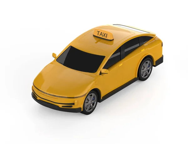 Απόδοση Κίτρινο Ταξί Ηλεκτρικό Όχημα Λευκό Φόντο — Φωτογραφία Αρχείου