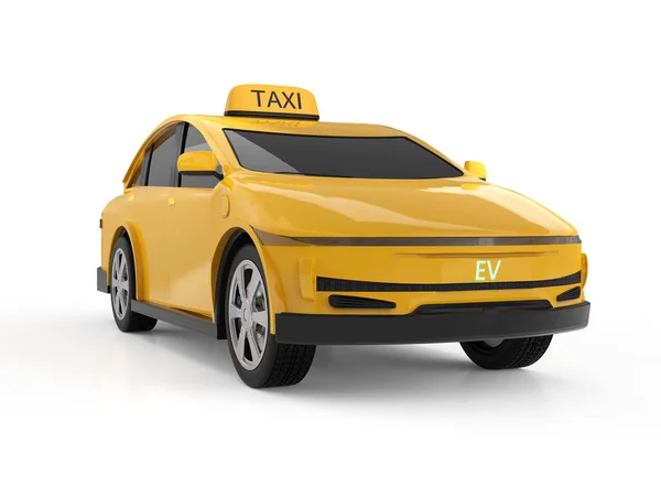 Візуалізація Жовтого Таксі Або Електричного Транспортного Засобу Білому Тлі — стокове фото