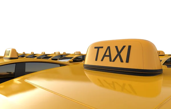 Rendering Yellow Taxi Electric Vehicle Sign Roof — Stock Photo, Image