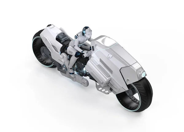 Гоночна Технологія Роботом Їздить Мотоциклі Швидкістю — стокове фото