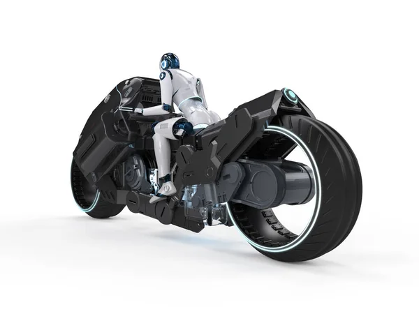 Racing Technologie Met Rendering Robot Rijden Motor Met Snelheid — Stockfoto