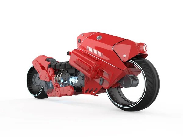 Рендеринг Красный Мотоцикл Электрический Велосипед — стоковое фото