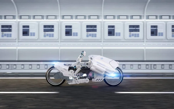 Racing Τεχνολογία Απόδοση Ρομπότ Ιππασίας Μοτοσικλέτα Ταχύτητα Στη Σήραγγα — Φωτογραφία Αρχείου