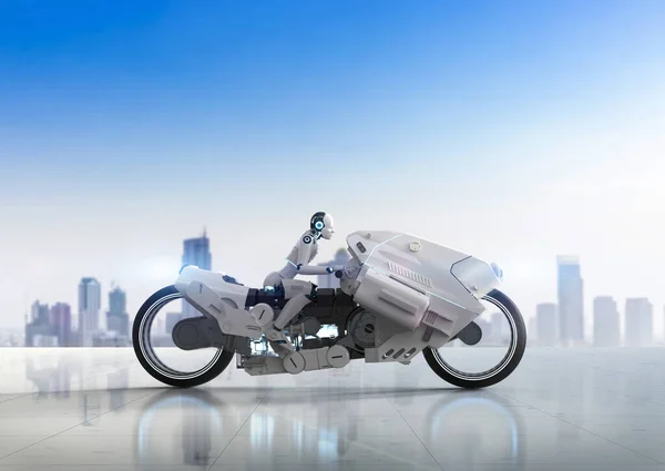 Технология Гонки Рендеринга Робота Езда Мотоцикле Скоростью — стоковое фото