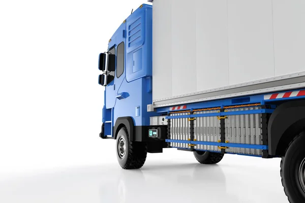 Rendering Logistik Anhänger Lkw Oder Elektro Fahrzeug Lkw Mit Batterie — Stockfoto