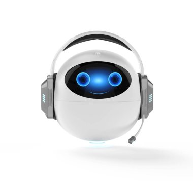 3D sohbet robotu ya da yardımcı robot kulaklıkla sohbet ediliyor