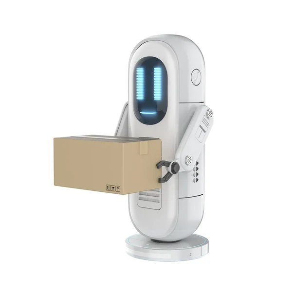 Intelligentes Logistikkonzept Mit Rendering Zustellassistent Roboter Paketkasten Versenden — Stockfoto