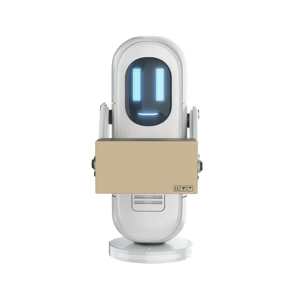Concetto Logistico Intelligente Con Robot Assistente Alla Consegna Rendering Invia — Foto Stock