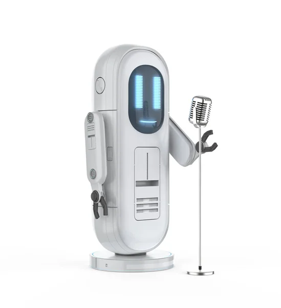 Hudební Skladatel Nebo Generátor Vykreslování Zpěvák Robot Držet Mikrofon — Stock fotografie