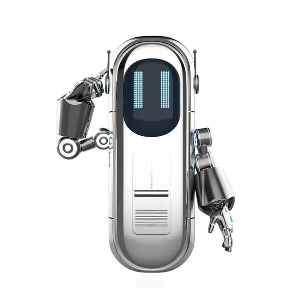 Rendering Niedlichen Assistenten Künstliche Intelligenz Roboter Fingerzeig Isoliert Auf Weiß — Stockfoto