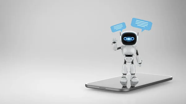 Renderizado Chatbot Asistente Chat Robot Con Burbuja Voz Teléfono Móvil — Foto de Stock