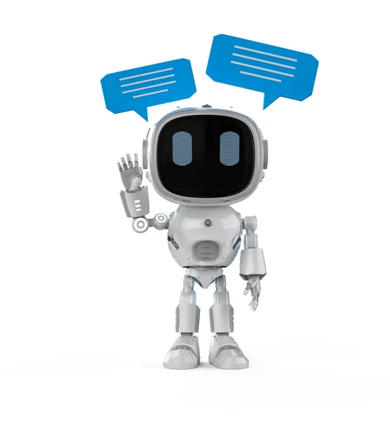 Rendering Chatbot Eller Assistent Robot Chatt Hand Upp För Hälsning — Stockfoto