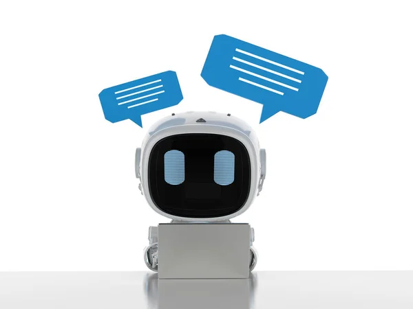 Rendering Chatbot Eller Assistent Robot Chatt Med Pratbubbla — Stockfoto