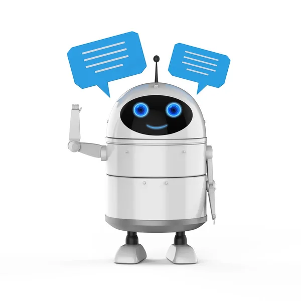 Renderizado Chatbot Asistente Robot Chat Mano Para Saludar Con Burbuja — Foto de Stock