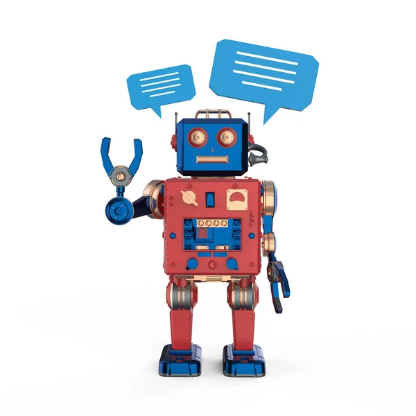 Καθιστώντας Chatbot Βοηθός Ρομπότ Chat Χέρι Για Χαιρετισμό Φούσκα Ομιλία — Φωτογραφία Αρχείου