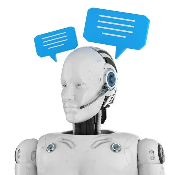Renderelés Chatbot Vagy Asszisztens Robot Chat Beszéd Buborék — Stock Fotó
