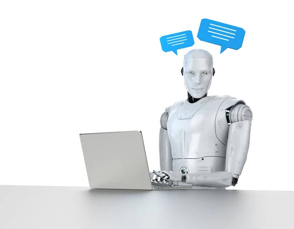 Rendering Chatbot Assistant Robot Chat Speech Bubble — Stock Photo, Image