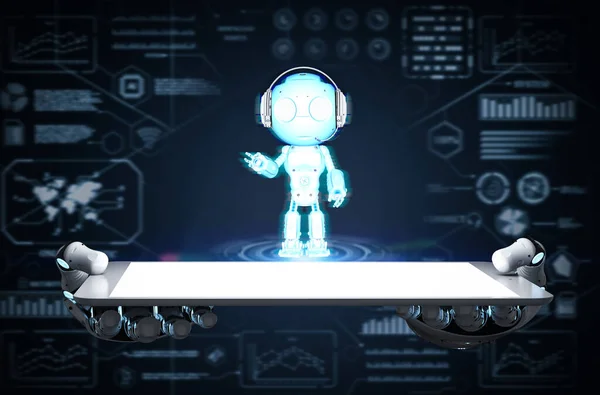 Vykreslování Chatbot Nebo Asistent Robot Chat Hlasovou Bublinou — Stock fotografie