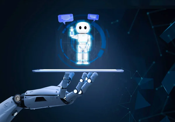 Vykreslování Chatbot Nebo Asistent Robot Chat Hlasovou Bublinou — Stock fotografie